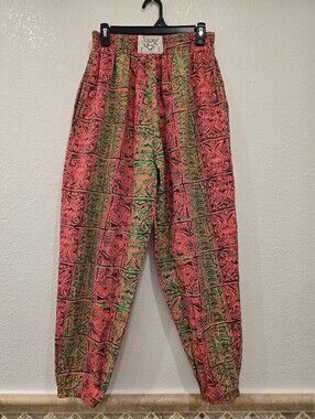 Vintage Super Rare Stonewear USA Muscle Pants Neon Gecko Print 100% Cotton S-M